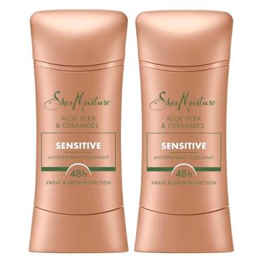 Imagem de SheaMoisture Desodorante antitranspirante em bastão de Aloe Vera e Ceramidas, 2 unidades para 48 horas de proteção contra suor e odor sem parabenos e sem óleo mineral, 73 g