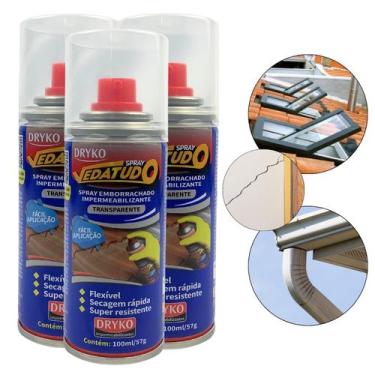 Imagem de Kit 3 Impermeabilizante Spray Manta Líquida Vedatudo 100ml - Dryko, Im