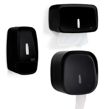 Imagem de Kit 1 Dispenser Sabão líquido álcool gel + 1 Porta papel toalha Branco