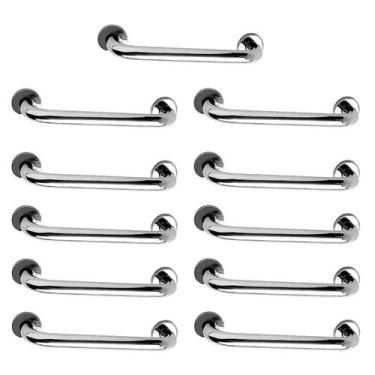 Imagem de Alça de Apoio Inox Barra 30cm Kit 11 Unidades Suporte Anti Queda Idoso