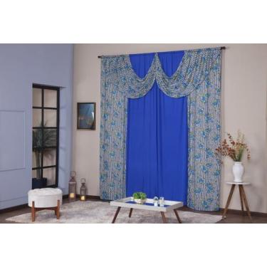 Imagem de Cortina Paris 5,00 x 2,80 Sala Quarto Porta Balcão Bando Estampado Mal