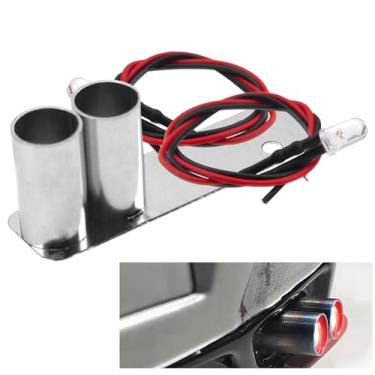 Imagem de ShareGoo Metal Simulation Exhaust Pipe Tailpipe LED Modified Compatible with Traxxas HPI HSP 94123 Sakura D4 Tamiya TT01 1/10 RC Drift Car (Style 1)