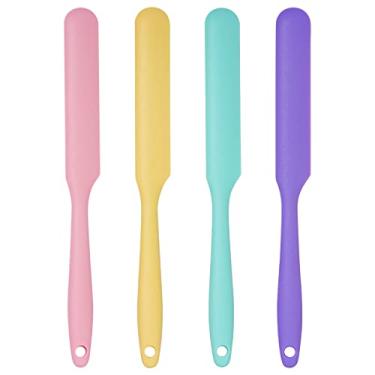 Imagem de Conjunto de espátula de silicone 4 peças resistente ao calor espátulas de manteiga de creme raspador de massa de mistura antiaderente ferramenta de cozimento flexível para cozinhar 4 cores (mistura de cor 3)