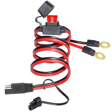 Imagem de YETOR Arnês de terminal de anel, cabo de extensão de bateria SAE com 2FT 16AWG, fusível de proteção 10A conector SAE para carros de motocicleta. (pacote com 2)