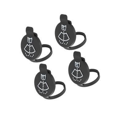 Imagem de Partuto Tampa de tanque de garrafa de reservatório de fluido para lavadora de para-brisa apta para Malibu Sonic Corvette - Pacote com 4 peças de reposição pretas