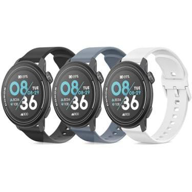 Imagem de Meliya Pulseiras para relógio inteligente Coros Pace 3/Apex 2 Pro/Apex Pro/Apex de 46 mm, pulseira esportiva de TPU macio de 22 mm para relógio Coros Pace 3 (preto + azul cinza + branco)