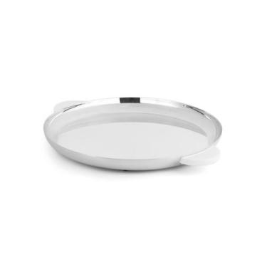 Imagem de Bandeja Redonda Pequena Volupté Prata com Resina Branca - St James