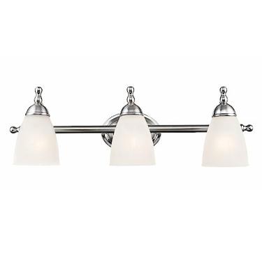 Imagem de Globe Electric 50783 Diana Luz exclusiva de 3 luzes, acabamento em níquel acetinado, persianas de vidro alabastro, 18,4 cm