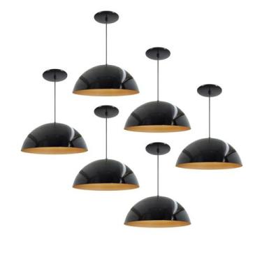 Imagem de Kit 6 Luminária Pendente Meia Lua 40cm Interior Cobre Fiação 110/220v 