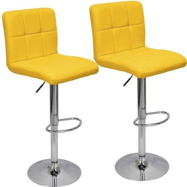 Imagem de Kit 2 Banquetas Confort Gomos Estofada Couro Giratória c/ Regulagem Am