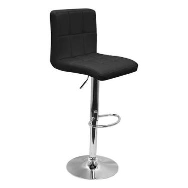 Imagem de Banqueta Confort Gomos Estofada Couro Giratória c/ regulagem - Preta P