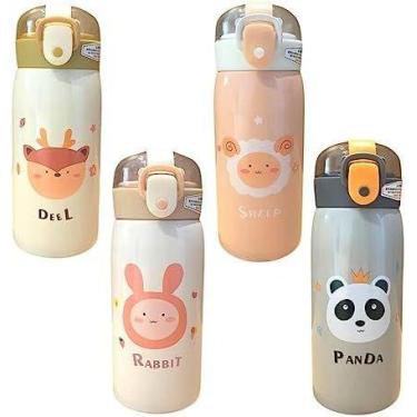 Imagem de  LOBOY Garrafa Garrafinha Térmica Infantil Inox Canudo Trava e Alça Pa