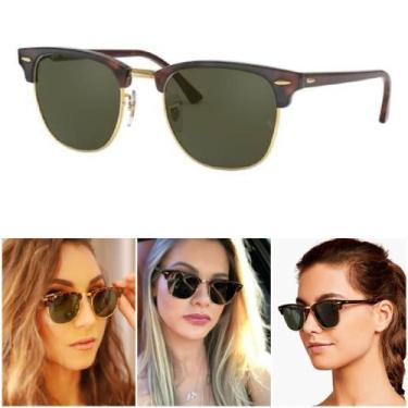 Imagem de Óculos De Sol Clubmaster 3016 Feminino Tartaruga Verde G15 UV400  - Im