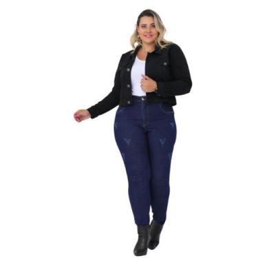 Imagem de Jaqueta Jeans Feminina Cropped Plus Size Premium - La Rosaflor, Preto,