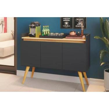 Imagem de Aparador Buffet Retrô 3 Portas Gold Primus Cores - Rede Móveis, Preto/