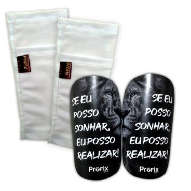 Imagem de Porta Caneleira Branco + Caneleira Leão - Profix Sports, Preto, P