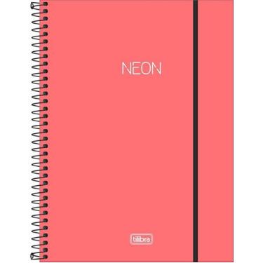 Imagem de Caderno Univ. 1 Mat. Capa Plastica Neon Coral Tilibra