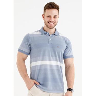 Imagem de Camisa Polo Listrada Rapport - Mar Adentro, M, Azul claro