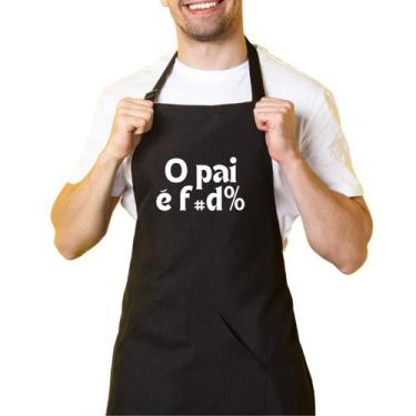 Imagem de Avental De Cozinha Preto Oxford C/ Bolso O Pai É Top - Cine Couple