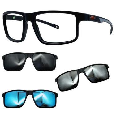 Imagem de Oculos Mormaii Swap 5 6127 APJ Preto Fosco Com 3 Clipons, Cinza, Azul,