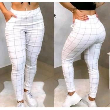 Imagem de Calça Jogguer Feminina Bengaline listrada preta e branca b - M k Shop,