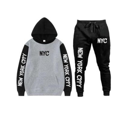 Imagem de Conjunto Moletom Flanelado Casual Top NYC - Markelly, Raglan, GG