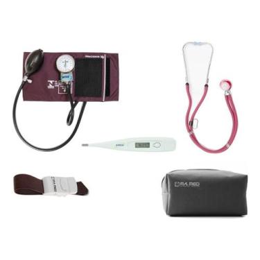 Imagem de Kit Academico Esfigmomanometro + Garrote + Termometro + Case - PAMED, 