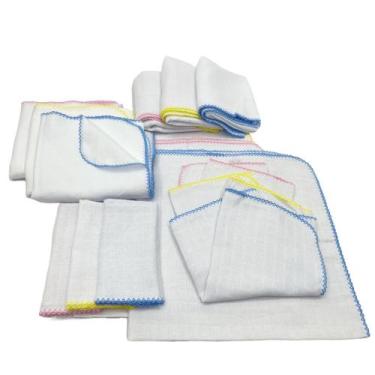 Imagem de Kit com 5 Un Fraldas De Pano Bebê  - Fralda 68x68cm + Toalha Fralda 68