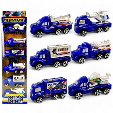 Imagem de Brinquedo kit 6 Caminhões Polícia Viatura movido à fricção - Marca