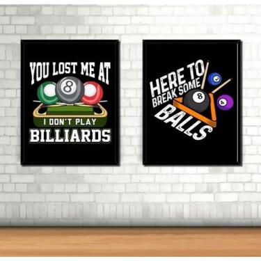 Imagem de Kit 2 Quadros Decorativos Bilhar Sinuca 45x34cm - Quadros On-line, Mad