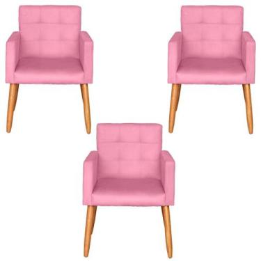 Imagem de Kit 3 Poltronas Decorativa para Recepção Sala de Estar Sala de Espera 