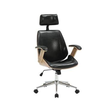 Imagem de Cadeira Office Lisboa Natural E Pu Preto - Rivatti