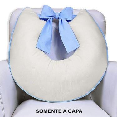Imagem de Capa de Almofada Amamentação Piquet Com Laço - Laura Baby, Palha c/ Az