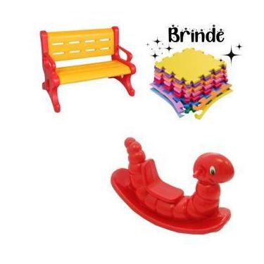 Imagem de Playground Infantil  Banco Plástico, Gangorra Nhoca e Tatames Inclusos