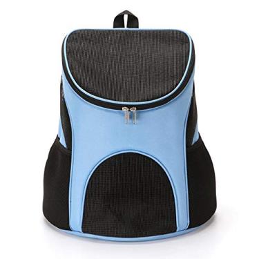 Imagem de Mochila YINGJEE para transporte de cães respirável para animais de estimação pequenos/filhotes, bolsa para transporte de animais de estimação com ventilação de malha, recursos de segurança e suporte de almofada nas costas, para viagens, caminhadas, acampamento, caminhada e ao ar livreYINGJEE azul