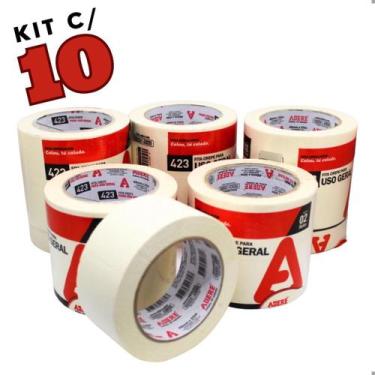 Imagem de Kit Fita Crepe Uso Geral C/ 10 48mm X 50m 423 - Adere