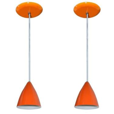 Imagem de Lustres pendentes Laranja cozinha americana balcão sala alumínio Par 1
