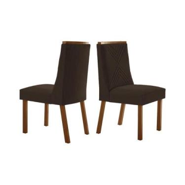 Imagem de Cadeira de Cozinha Montreal Kit 2 Un Imbuia/Suede Marrom - Rufato