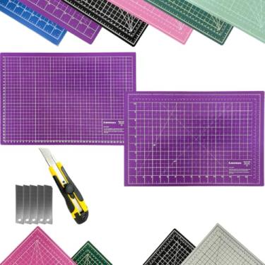 Imagem de Base de Corte A3 45x30cm Dupla Face AutoCura Multiuso Estilete Profissional Kit Patchwork Artesanato Scrapbook Costura (Roxa)