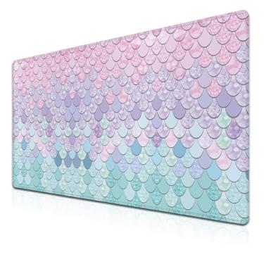 Imagem de Samgula Tapetes de rato XXL tapete de secretária rosa, tapete de rato para jogos decoração de secretária para raparigas, tapete de secretária para teclado, base de borracha antiderrapante à prova
