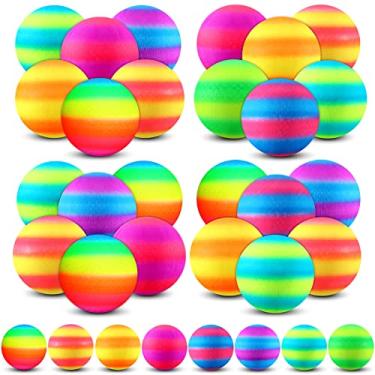 Imagem de Pacote com 40 bolas de playground de 21,5 cm coloridas a granel infláveis bola de handebol para crianças adultos jogos de bola, academia, acampamentos, piquenique, praia, escola, jogos internos e externos (cor gradiente)