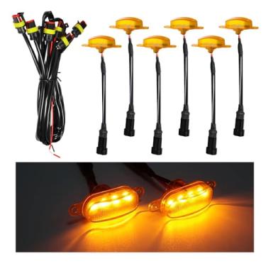 Imagem de Dickno 6 peças de luzes de grade de carro, luzes LED âmbar brilhante com chicote de fiação, lâmpadas de acabamento frontal à prova d'água, lâmpadas de grade externa de veículos compatíveis com F150