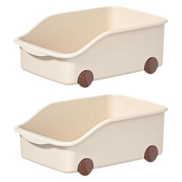 Imagem de Bothyi 2x Organizador de armário de cozinha Recipiente de armazenamento Organizador de mesa sobre rodas Caixa de armazenamento para banheiro Freezer