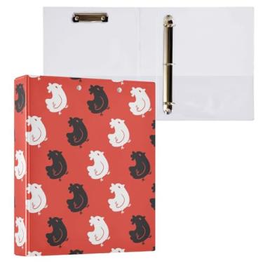 Imagem de Fichário de 3 anéis de galinha preto e branco de 3 cm com bolsos de prancheta para escola, fichário de escritório com 3 furos, 1 pacote