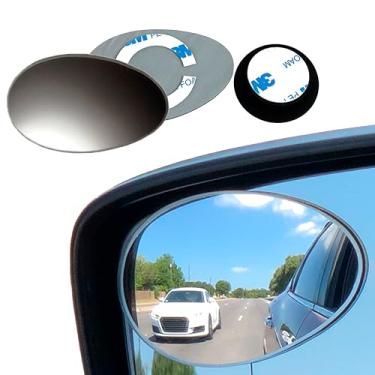 Imagem de Espelhos de carro de ponto cego: visão traseira convexa semioval - espelho lateral de carro de vidro HD - ponto cego pode ser instalado fixo ou ajustável - pacote com 2
