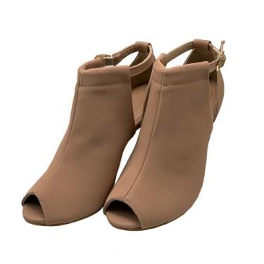 Imagem de Sandália Ankle Boot Elegante Feminina Moda Casual Fechada Com Fivela Salto Fino Bico Redondo