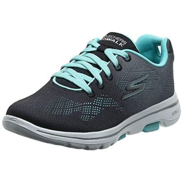 Imagem de Skechers Tênis feminino Go Walk 5-Alive, Preto/Aqua, 10.5