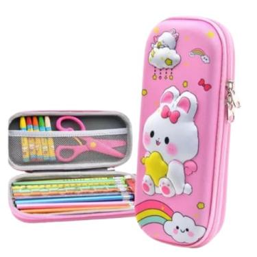 Imagem de Estojo De Lápis Infantil Com Desenho De Unicórnio Futebol Menino Menina 3D Escolar Multiuso (Coelhinho)