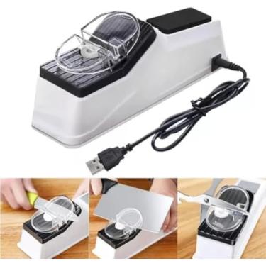 Imagem de Afiador Amolador de facas e Tesouras elétrico para casa, afiação rápida e polimento, tipo USB, cozinha suprimentos