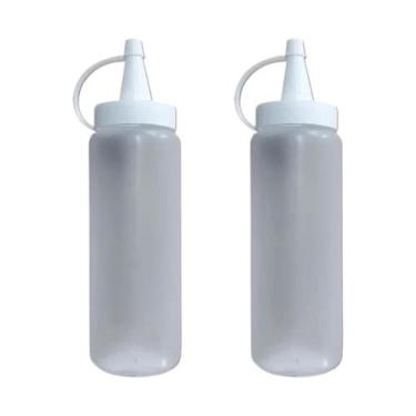 Imagem de Kit 2 Bisnagas Plástica Para Molhos Ketchup Mostarda Pimenta Cor Branc